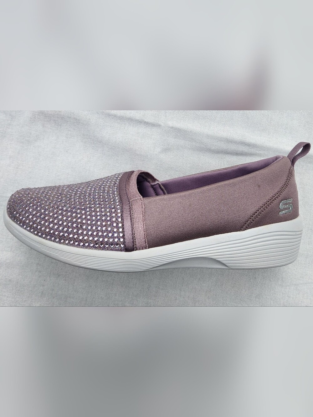 Skechers Arya Sparkle Slip On Shoes Lavender Purple Flats Size 10 Wide